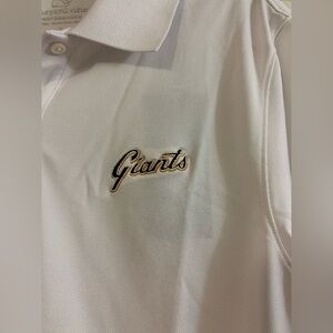 Giants Embroidered Polo White with Black & Gold Logo Vineyard Vines Pink Emblem